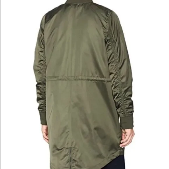 NWT Sam Edelman JacketSatin Olive Green Bomber With Puffy Vest Size XS/S